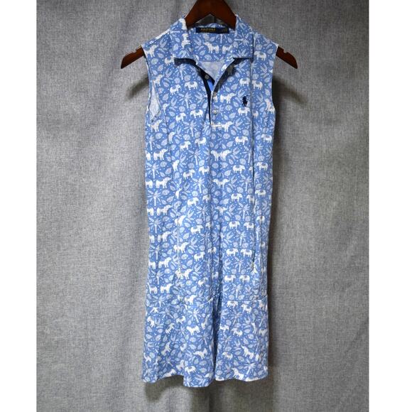 Polo Golf Ralph Lauren Sleeveless Elephant Print Polo Dress Size S - Picture 1 of 4